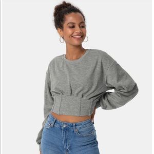 NWT Halara Grey In My Feels Corset Cropped Sweatshirt Size L